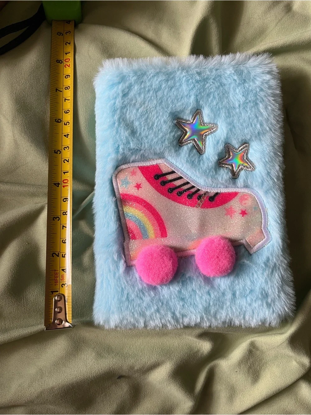 Kids Plush Roller Skate Notebook - Light Blue with Pink Accent